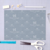 Dusty Blue Logo-Muster Markenverpackung Seidenpapier (Handwerk)