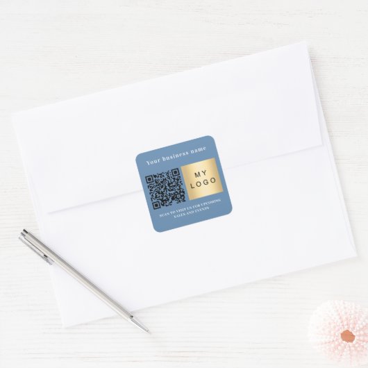 Dusty Blue Logo qcode Quadratischer Aufkleber (Umschlag)