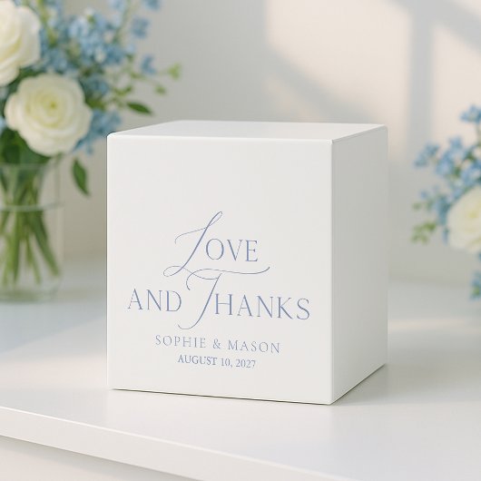 Dusty Blue “Love and Thanks” Wedding Geschenkschachtel