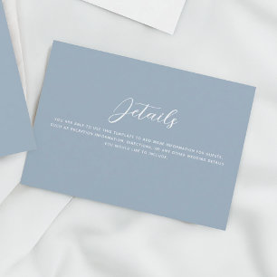 Dusty Blue Lovebirds Hochzeitsdetails Begleitkarte