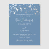 Dusty Blue Luxus Hochzeit Magneteinladung (Vorderseite)