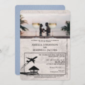 Dusty Blue Maldives Passport Hochzeit Einladung (Vorne/Hinten)