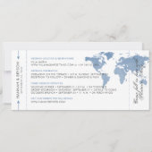 Dusty Blue Map Boarding Pass Ticket Save the Date (Rückseite)