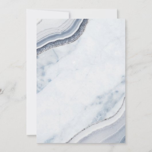 Dusty Blue Marble Agate Wedding Einladung (Rückseite)