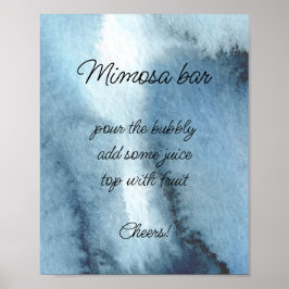 Dusty Blue Marine Aquarell Mimosa Bar Poster