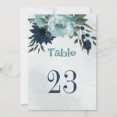 Dusty Blue & Marine Blume Tischnummer (Vorderseite)