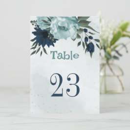 Dusty Blue & Marine Blume Tischnummer