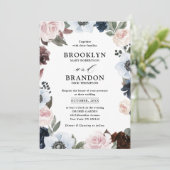 Dusty blue mariny mauve and errush pink Wedding Einladung (Stehend Vorderseite)
