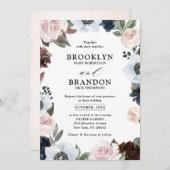 Dusty blue mariny mauve and errush pink Wedding Einladung (Vorne/Hinten)
