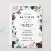 Dusty blue mariny mauve and errush pink Wedding Einladung (Vorderseite)