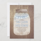 Dusty Blue Mason Jar Rustic Country Wedding Einladung (Vorderseite)