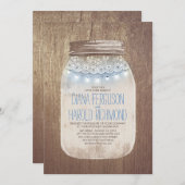 Dusty Blue Mason Jar Rustic Country Wedding Einladung (Vorne/Hinten)