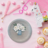 Dusty Blue Mason Jar Rustic Floral Wedding Pappteller (Party)