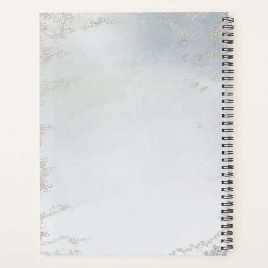 Dusty Blue Mattiert Silver Save the Date Hochzeit Planer (Rückseite)