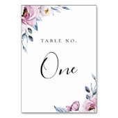 Dusty Blue Mauve Blumenrahmen Tischnummer (Rückseite)