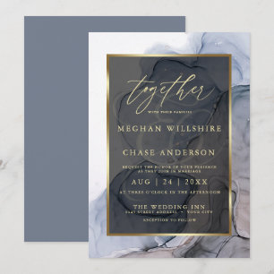 Dusty Blue Mauve Elegante Alkohol Tinte Einladung