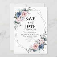 Dusty Blue Mauve Eucalyptus Geometric Wedding Rett