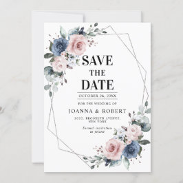 Dusty Blue Mauve Eucalyptus Geometric Wedding Rett Save The Date