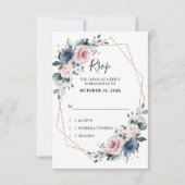 Dusty Blue Mauve Eucalyptus Geometric Wedding RSVP (Vorderseite)