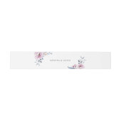Dusty Blue Mauve Floral Wedding Einladungsbanderole (Flach)