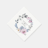 Dusty Blue Mauve Floral Wreath Serviette (Ecke)