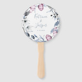Dusty Blue Mauve Floral Wreath Wedding Fächer (Vorderseite)