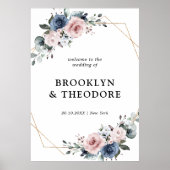 Dusty Blue Mauve Geometric Wedding Willkommen Poster (Vorne)