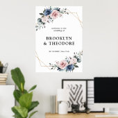 Dusty Blue Mauve Geometric Wedding Willkommen Poster (Heimbüro)