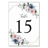 Dusty Blue Mauve Greenery Floral Geometric Tischnummer (Rückseite)