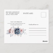 Dusty Blue Mauve Rose Foto Kalender Save the Date Postkarte (Rückseite)