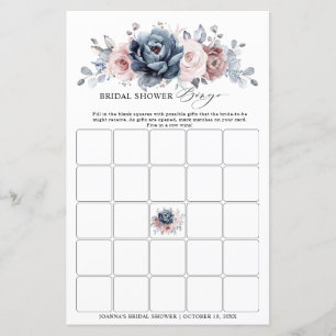 Dusty Blue Mauve Rose Pink Brautparty Bingo