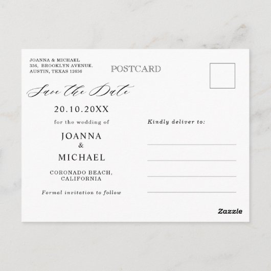 Dusty Blue Mauve Rose Pink Floral Save the Date Po Postkarte (Rückseite)