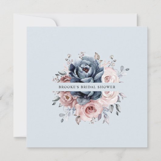 Dusty Blue Mauve Rose Pink Slate Brautparty Einladung (Rückseite)