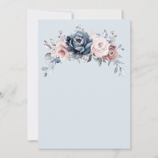 Dusty Blue Mauve Rose Pink Slate Brautparty Einladung (Rückseite)