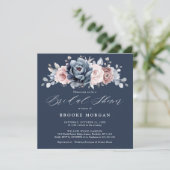 Dusty Blue Mauve Rose Pink Slate Brautparty Einladung (Stehend Vorderseite)