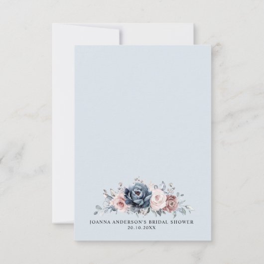 Dusty Blue Mauve Rose Pink Slate Brautparty Tha Dankeskarte (Rückseite)