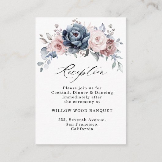 Dusty Blue Mauve Rose Pink Slate Empfang Begleitkarte (Vorderseite)