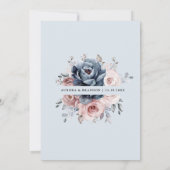 Dusty Blue Mauve Rose Pink Slate Floral Wedding Einladung (Rückseite)
