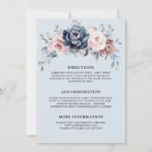 Dusty Blue Mauve Rose Pink Slate Floral Wedding Einladung (Rückseite)