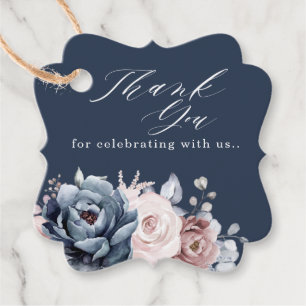 Dusty Blue Mauve Rose Pink Slate Floral Wedding F Geschenkanhänger