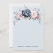 Dusty Blue Mauve Rose Pink Slate Floral Wedding in Einladung (Rückseite)