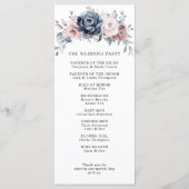 Dusty Blue Mauve Rose Pink Slate Floral Wedding Programm (Rückseite)