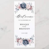 Dusty Blue Mauve Rose Pink Slate Floral Wedding Programm (Vorderseite)