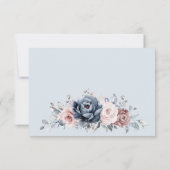 Dusty Blue Mauve Rose Pink Slate Floral Wedding RSVP Karte (Rückseite)