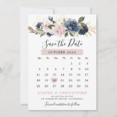 Dusty Blue Mauve Rose Pink Slate Floral Wedding Save The Date (Vorderseite)