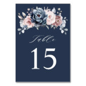Dusty Blue Mauve Rose Pink Slate Floral Wedding T Tischnummer (Rückseite)
