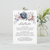 Dusty Blue Mauve Rose Pink Slate Wedding Details Begleitkarte (Stehend Vorderseite)