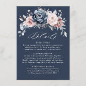 Dusty Blue Mauve Rose Pink Slate Wedding Details E Begleitkarte (Vorderseite)