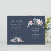 Dusty Blue Mauve Rose Pink Slate Wedding Programm (Stehend Vorderseite)