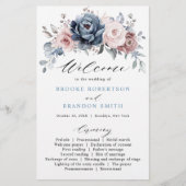 Dusty Blue Mauve Rose Pink Slate Wedding Programm (Vorderseite)